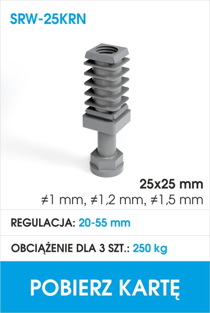 Stopa regulowana SRW-25KRN - grafika z parametrami i pobraniem karty.