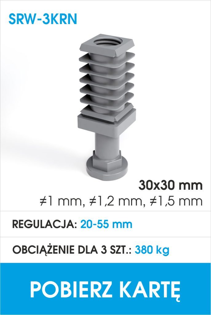 Stopa regulowana SRW-3KRN - grafika z parametrami i pobraniem karty.