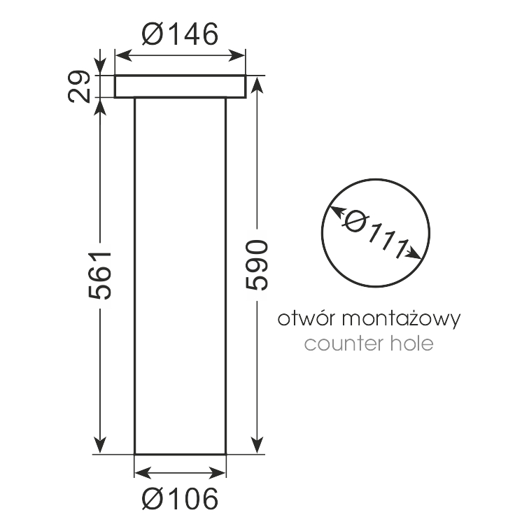 dozownik kubków O85-95 mm (inox) DZ-SC35RS