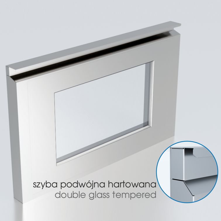 drzwi izolowane z przeszkleniem – inox DF-PS2GL