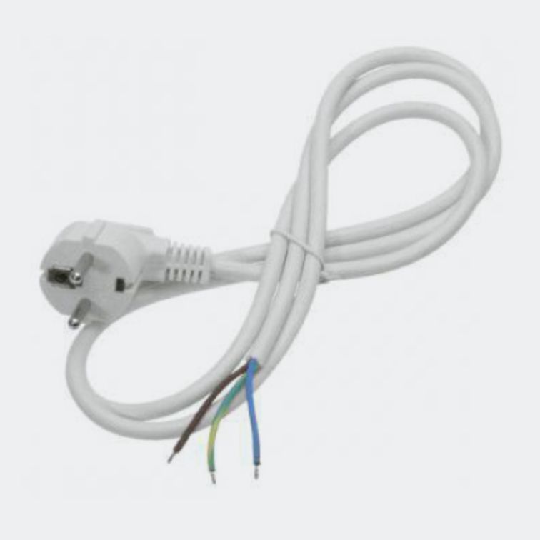 przewód przyłączeniowy 3x1,5 mm2 biały (L=3 m) (dłuższe uziemienie – 24 cm) PE-S3-L3MBA1,5U24