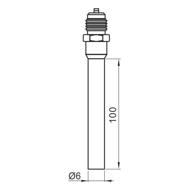 zawór serwisowy (L=100 mm, 60 bar, nakrętka heksagonalna) VC-500-02+H
