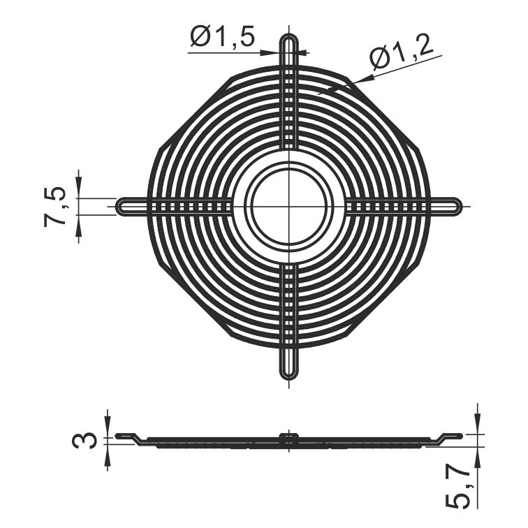 osłona wentylatora (91x91 mm, H=5,7 mm) OW-91x91