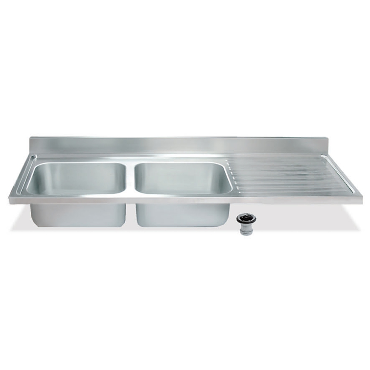 zlew gastronomiczny 1400x600 mm z ociekaczem (2 komory 400x400x250 mm po lewej) KZ-140604425/2L