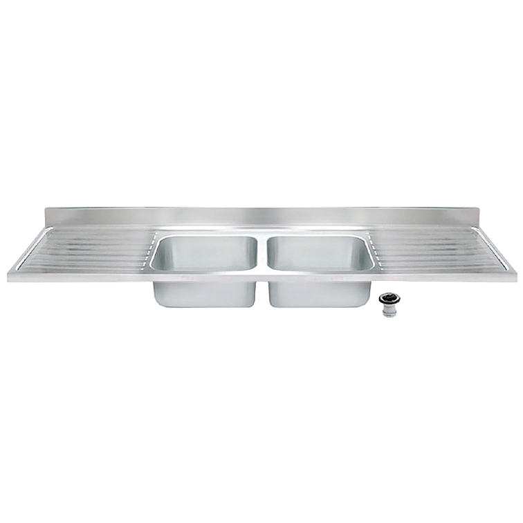 zlew gastronomiczny 1800x700 mm z 2 ociekaczami (2 komory 400x500x300 mm) KZ-180705430/2LP
