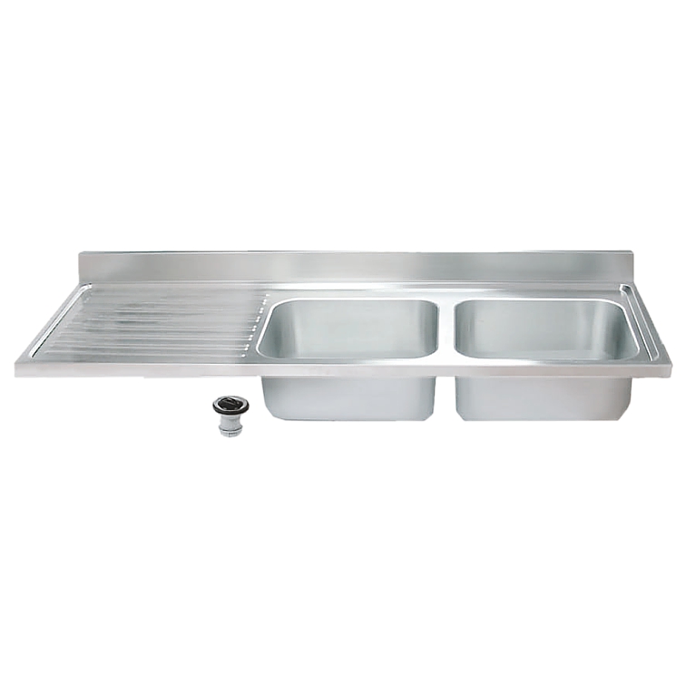 zlew gastronomiczny 1800x700 mm z ociekaczem (2 komory 600x500x320 mm po prawej) KZ-180706532/2P