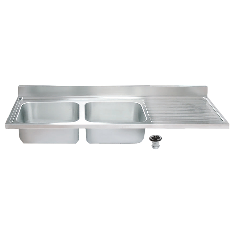 zlew gastronomiczny 1800x700 mm z ociekaczem (2 komory 600x500x320 mm po lewej) KZ-180706532/2L (50/50)