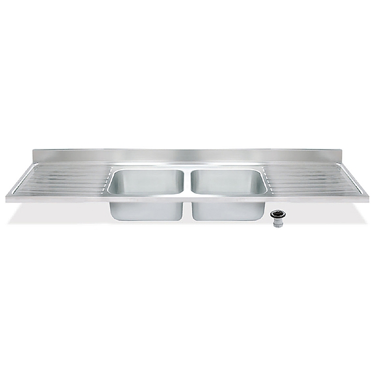 zlew gastronomiczny 2100x600 mm z 2 ociekaczami (2 komory 500x400x250 mm) KZ-210605425/2LP