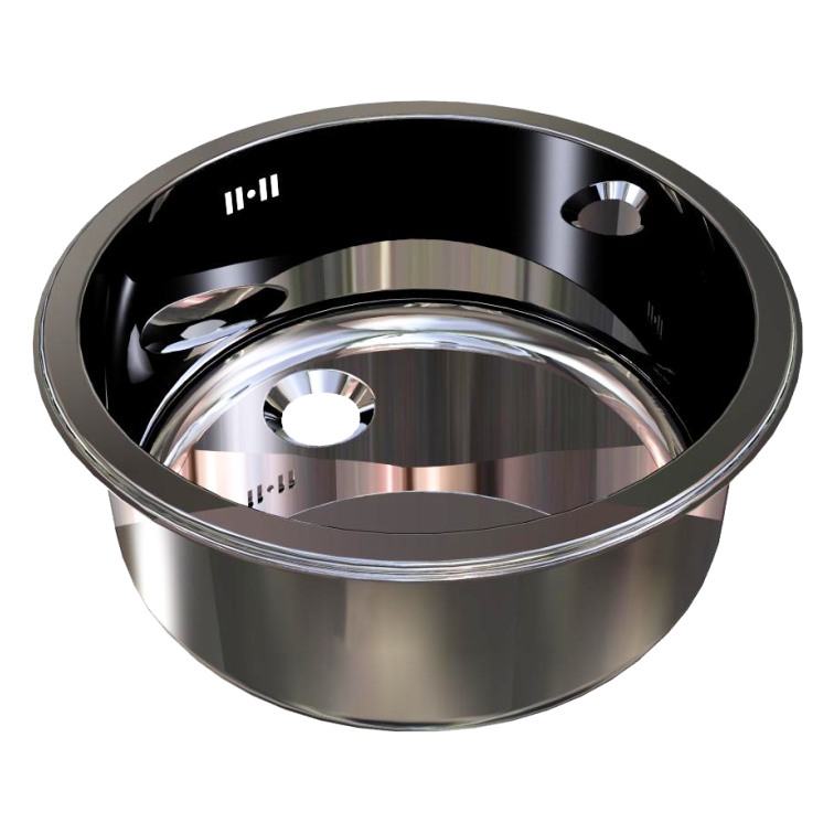zlew okrągły nakładany O300x185 mm z przelewem (błyszczący) KZ-VRI30