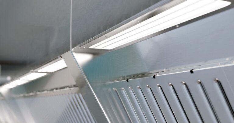 LED lights and grease baffle filters for gastronomy hoods
