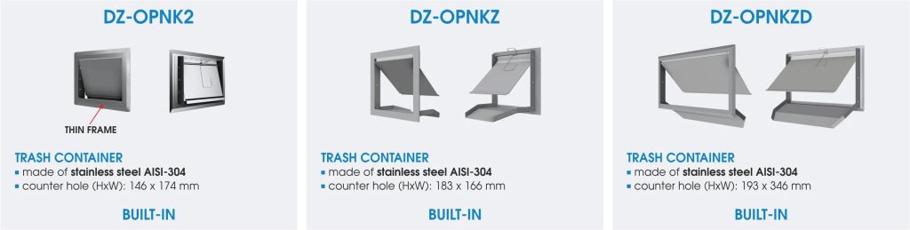 Trash containers for built-in by AiFO – DZ-OPNK2, DZ-OPNKZ, DZ-OPNKZD